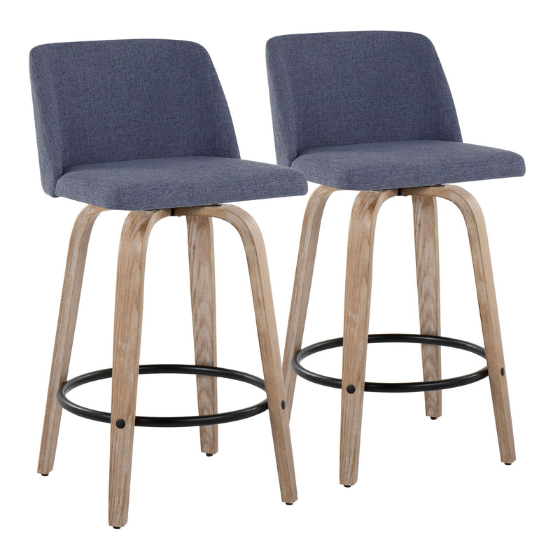Toriano - Contemporary Fixed-Height Counter Stool & Swivel With Round Footrest (Set of 2) - R&R Furniture Gallery (Fountain Valley, CA)