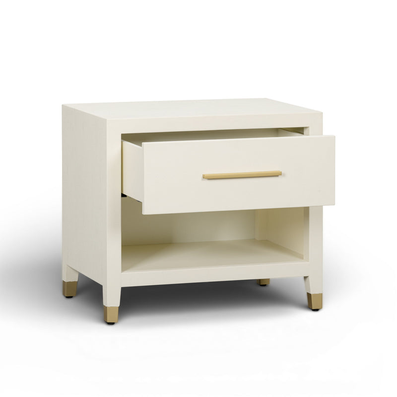 Dani - Faux Shagreen Nightstand With Drawer - Cream - R&R Furniture Gallery (Fountain Valley, CA)