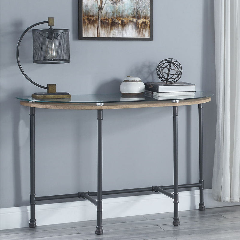 Brantley - Sofa Table - Clear Glass & Sandy Gray - R&R Furniture Gallery (Fountain Valley, CA)
