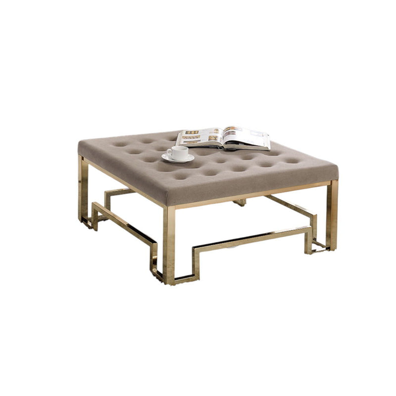 Damien - Cocktail Ottoman - Beige Fabric & Champagne - R&R Furniture Gallery (Fountain Valley, CA)