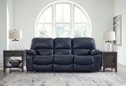 Leesworth - 3 Pc. - Power Reclining Sofa, Power Reclining Loveseat, Power Rocker Recliner - Ocean - R&R Furniture Gallery (Fountain Valley, CA)