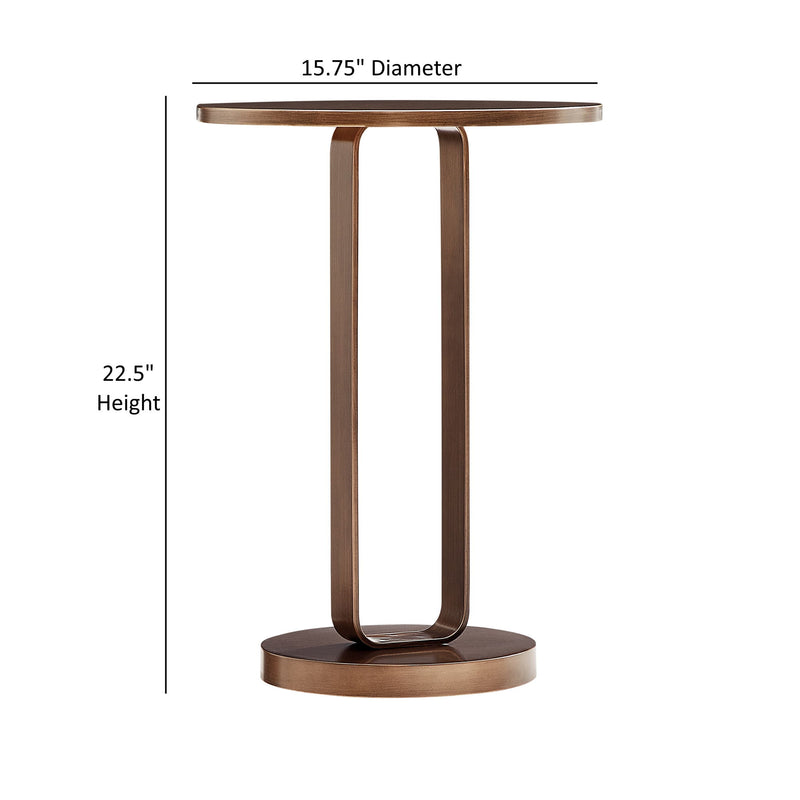 Tareel - Round Accent Table With Open Oval Pedestal - Antique Bronze - R&R Furniture Gallery (Fountain Valley, CA)