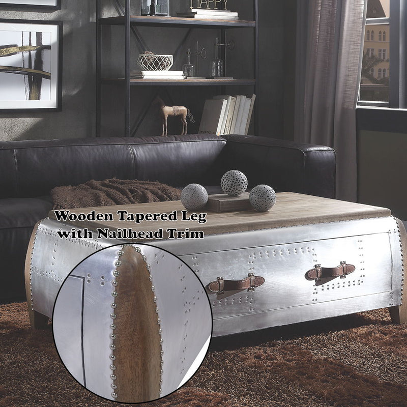 Brancaster - Coffee Table - Antique Oak & Aluminum - R&R Furniture Gallery (Fountain Valley, CA)
