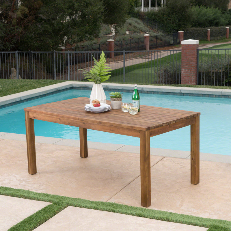 Wilson - Expandable Dining Table With Slat Design - Teak Acacia Wood - R&R Furniture Gallery (Fountain Valley, CA)