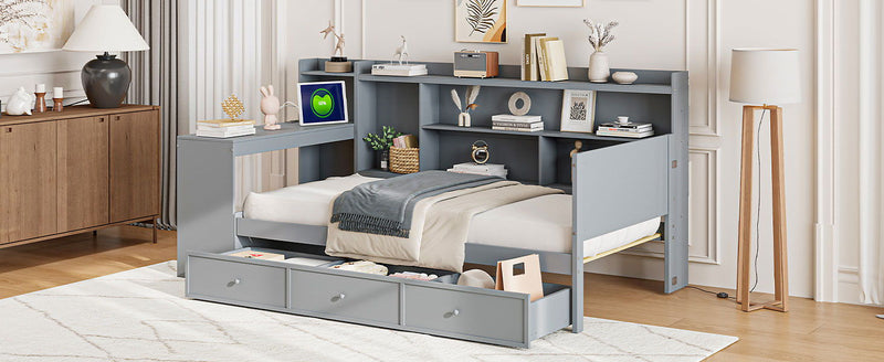 Daybed With 3 Drawers USB Ports And Desk - R&R Furniture Gallery (Fountain Valley, CA)