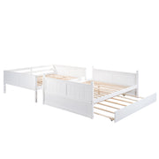 DreamHaus bunk bed with twin size trundle, featuring sturdy wood frame and space-saving design for kids' bedroom.