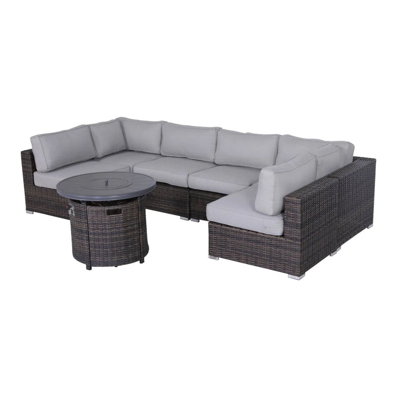 Wicker Outdoor Lounge Set With Cushions And Fire Pit - R&R Furniture Gallery (Fountain Valley, CA)