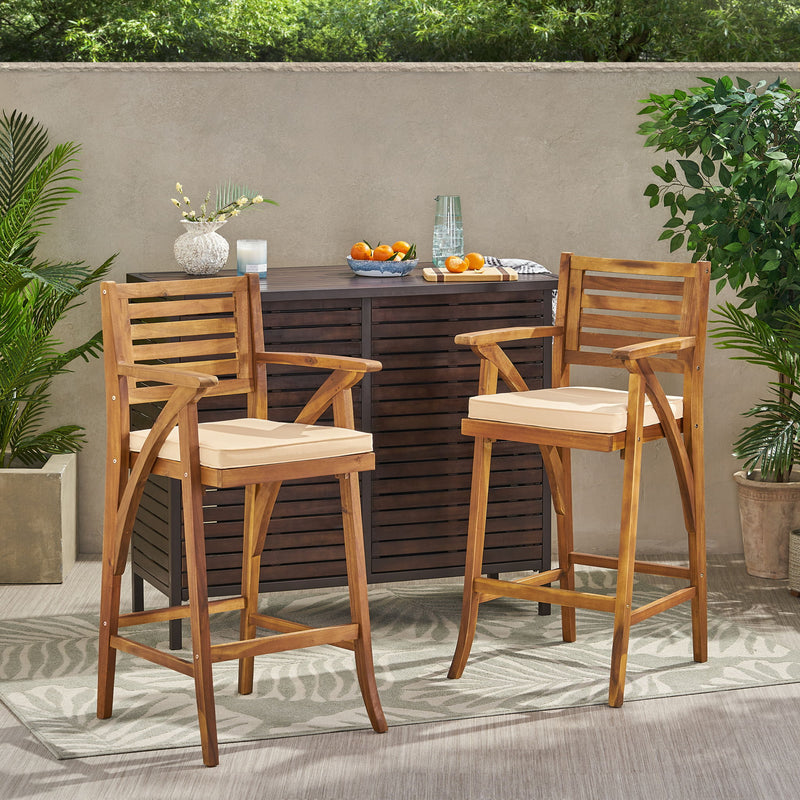 Barstool With Soft Curved Lines And Sturdy Frame (Set of 2) - Brown - R&R Furniture Gallery (Fountain Valley, CA)