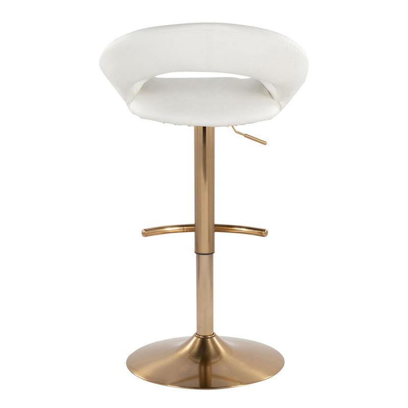 Lumi Source Posh contemporary glam adjustable barstools with swivel and rounded T footrest, set of 2, featuring sleek modern design.