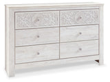 Paxberry - Six Drawer Dresser - Medallion Drawer Pulls - Whitewash - R&R Furniture Gallery (Fountain Valley, CA)