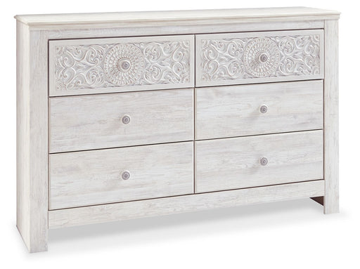 Paxberry - Six Drawer Dresser - Medallion Drawer Pulls - Whitewash - R&R Furniture Gallery (Fountain Valley, CA)