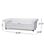 Noble House Chesterfield style 3-seater sofa with deep button tufting, featuring classic stationary design and plush upholstery.