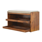 Pull Out Shoe Bench - Chestnut / Mud Linen - R&R Furniture Gallery (Fountain Valley, CA)