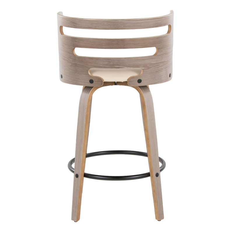 Lumi Source Cosini mid-century modern fixed height barstool set with swivel, round footrest, and sleek design.