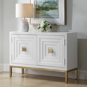 Uttermost Aiken accent cabinet with sleek wood finish and modern design, featuring elegant hardware and spacious storage.