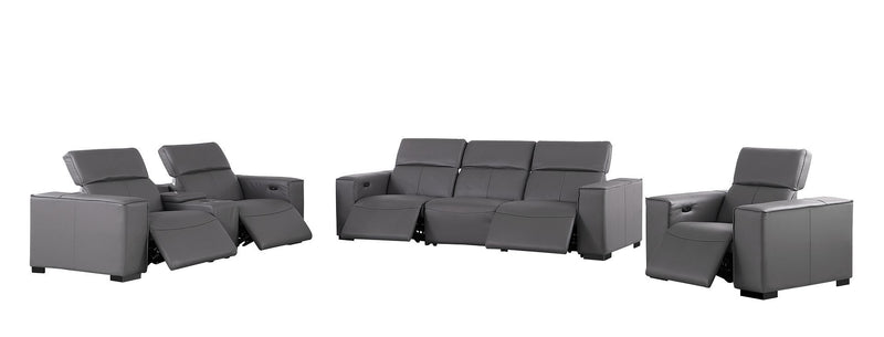 1208 - Modular Leather Set With 5 Power Recliners & Power Headrests