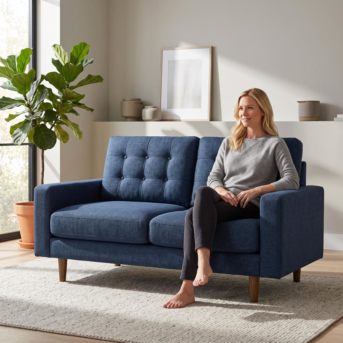 Loveseat Sofa, Tufted Back Upholstered 2 Seat Couch