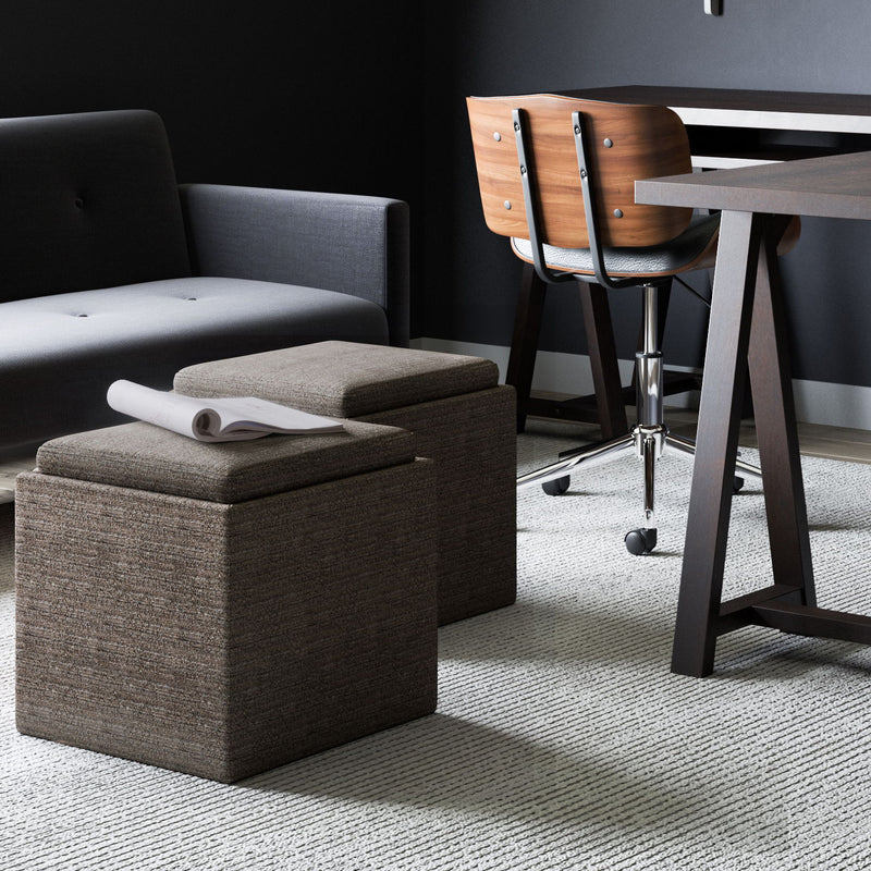 Rockwood - Upholstered Cube Storage Ottoman With Tray - R&R Furniture Gallery (Fountain Valley, CA)