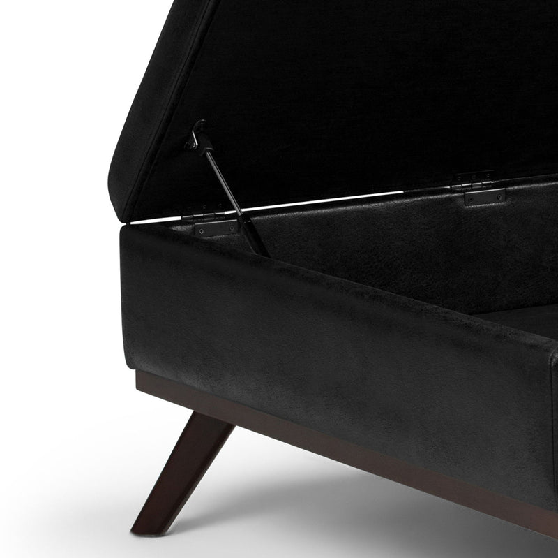 Owen - Square Coffee Table Storage Ottoman - Distressed Black - R&R Furniture Gallery (Fountain Valley, CA)