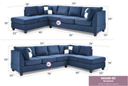 Glory Furniture Malone Comfort Sectional sofa with plush cushions and neutral fabric upholstery in a modern living room setting.