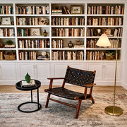 Majestic - Ring Base Curved Floor Lamp With Triangle Drum Shade - Gold / White - R&R Furniture Gallery (Fountain Valley, CA)