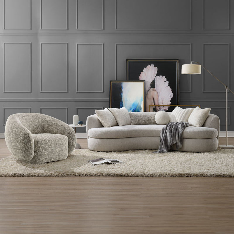 Iniko - Sofa With 6 Pillows - Beige Boucle - R&R Furniture Gallery (Fountain Valley, CA)