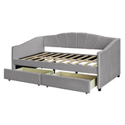 Upholstered Daybed With Two Drawers And Wood Slat - R&R Furniture Gallery (Fountain Valley, CA)