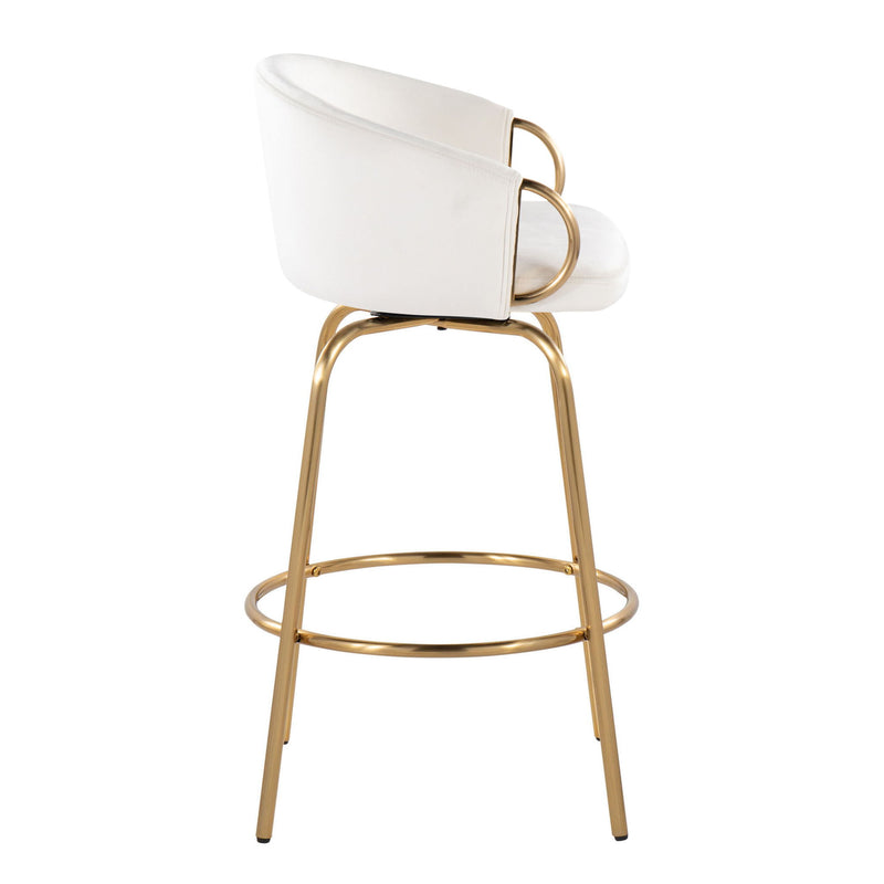 Lumi Source Claire contemporary glam counter stool set of 2 with sleek design and modern upholstery, ideal for stylish kitchen or bar area.