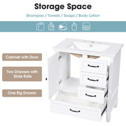 30" Bathroom Vanity With Sink, 3 Drawers, Adjustable Feet - R&R Furniture Gallery (Fountain Valley, CA)