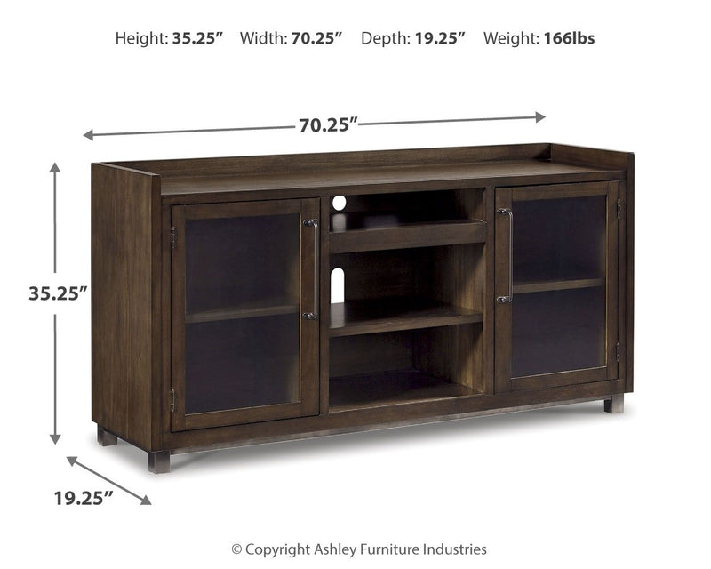 Starmore - XL TV Stand w/Fireplace Option - Brown - R&R Furniture Gallery (Fountain Valley, CA)