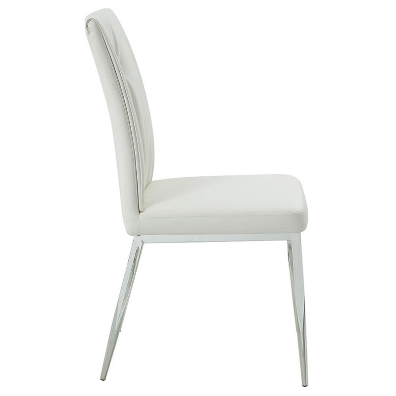 Kamaile - Side Chair (Set of 2) - Beige Synthetic Leather & Chrome - R&R Furniture Gallery (Fountain Valley, CA)