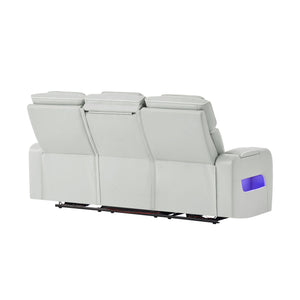 Julian - Power Reclining Sofa With Footrest And LED Lighting - Silver