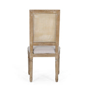 French Country Dining Chair With Rectangular Cane Backrest And Smooth Upholstered Seating - R&R Furniture Gallery (Fountain Valley, CA)