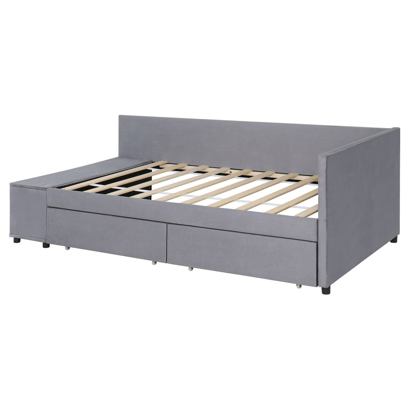 L Shaped Upholstered Platform Bed With Storage And Drawers - R&R Furniture Gallery (Fountain Valley, CA)