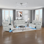Elonzo - Power Motion Sofa With LED, Power Headrest & Speaker - Light Gray - R&R Furniture Gallery (Fountain Valley, CA)