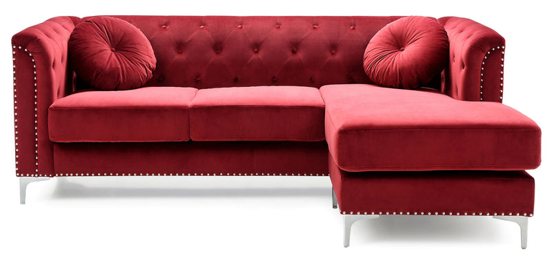Glory Furniture soft microfiber suede sofa chaise in a stationary sectional, featuring plush cushions and a modern design.