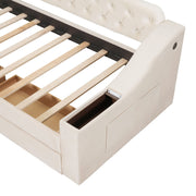Upholstered Daybed With Storage Armrests And USB Port - R&R Furniture Gallery (Fountain Valley, CA)