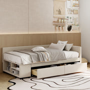 L Shaped Upholstered Platform Bed With Storage And Drawers - R&R Furniture Gallery (Fountain Valley, CA)