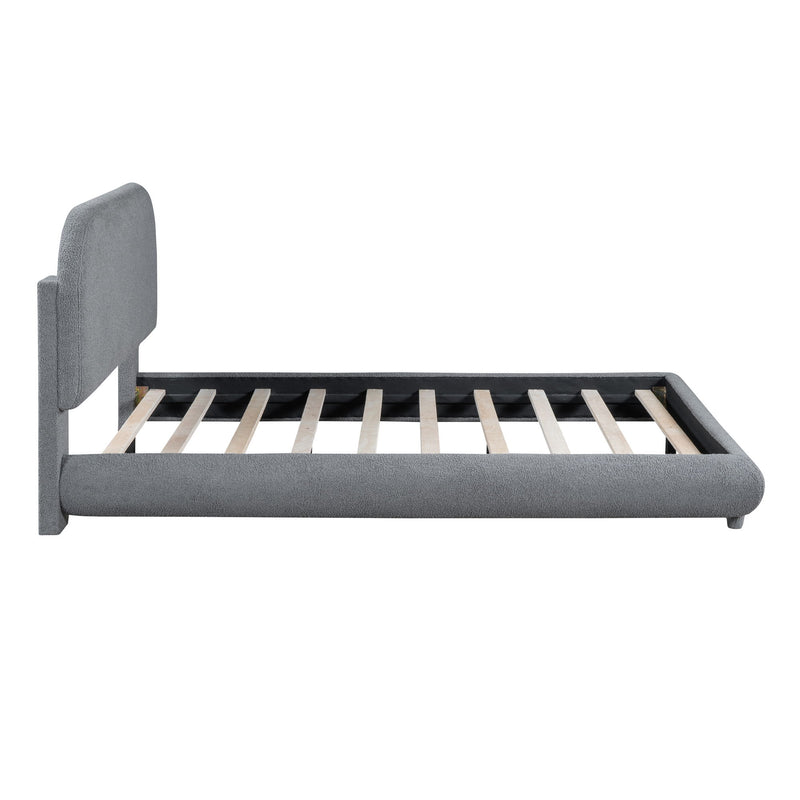 Upholstered Platform Bed With Thick Solid Frame And Stylish Curve-Shaped Design - R&R Furniture Gallery (Fountain Valley, CA)