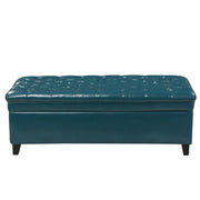 Juliana storage ottoman with birch wood legs by Noble House, featuring a cushioned top and spacious interior for versatile storage.