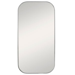Uttermost Taft wall mirror with a sleek, modern frame reflecting a stylish interior decor image.
