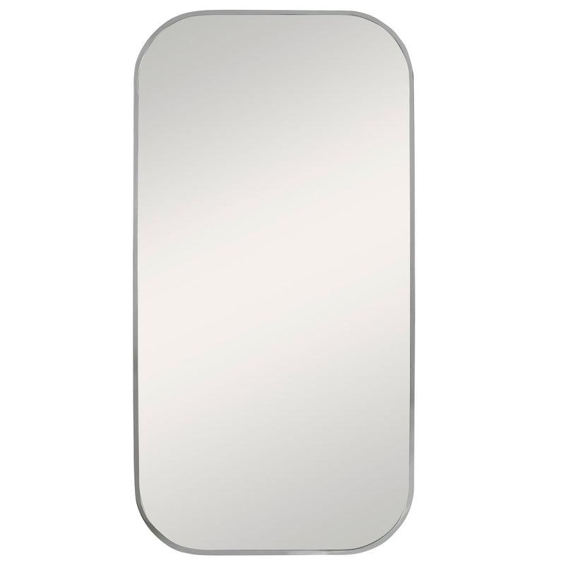 Uttermost Taft wall mirror with a sleek, modern frame reflecting a stylish interior decor image.