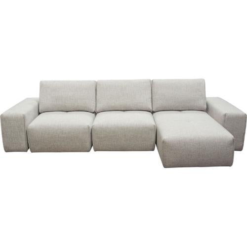 Jazz Modular 3-Seater Chaise Sectional with Adjustable Backrests in Light Brown Fabric