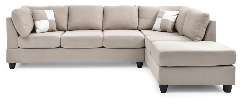 Glory Furniture Malone Comfort Sectional in a modern stationary sectional sofa with plush cushions and neutral fabric upholstery.