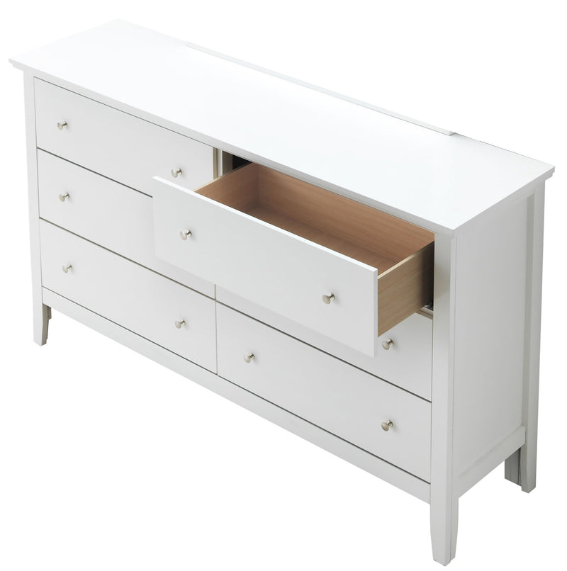 Glory Furniture Primo dresser with multiple drawers in a modern wood finish, showcasing sleek storage design.