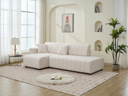 Urban Retreats Jessica Lamb Wool Sectional Sofa with chaise in a versatile stationary configuration, showcasing plush lamb wool upholstery.