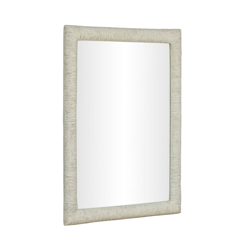 TOV Furniture Orpheus 34x47-inch rectangular wall mirror with ribbed faux stone frame, ideal for modern interior decor.
