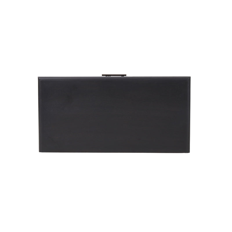 Dark gray Newell Cane 3 Drawer Dresser by Noble House, an accent chest with a stylish design and wooden cane details.