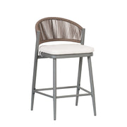 Outdoor 26" Counter Height Metal Frame Counter Stools With Scallop Shaped Backrest & Water Resistant Cushions - R&R Furniture Gallery (Fountain Valley, CA)