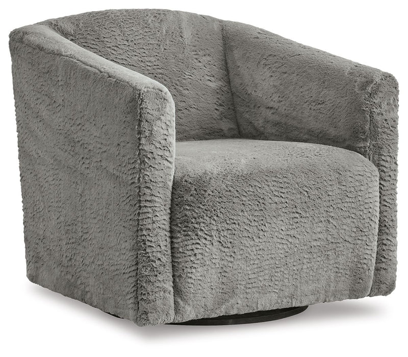Bramner - Swivel Accent Chair - Charcoal - R&R Furniture Gallery (Fountain Valley, CA)